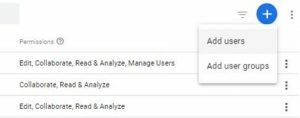 Screenshot of Google Analytics Add User 