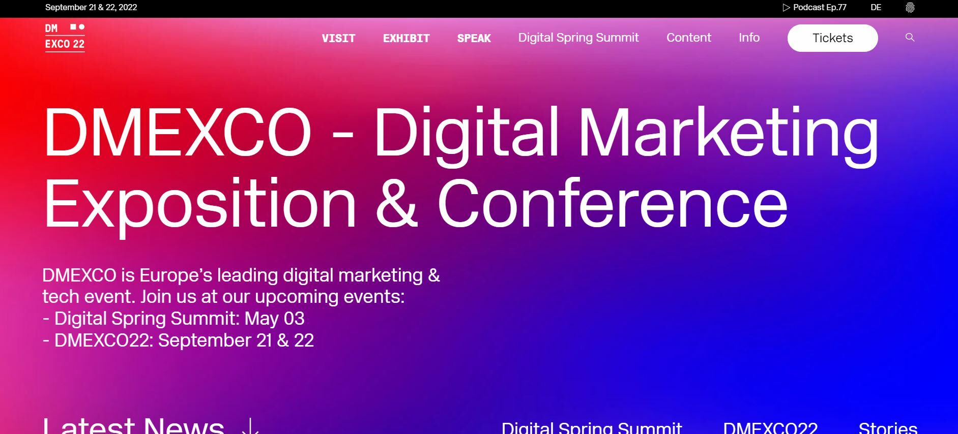 DMEXCO: Digital Marketing Exposition and Conference.