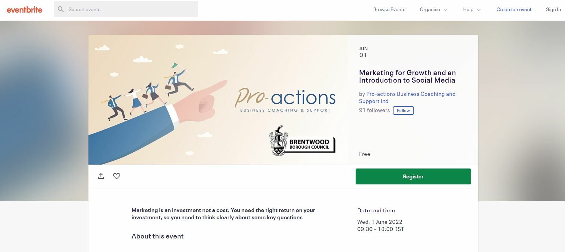 Pro-actions: Marketing for Growth and an Introduction to Social Media.