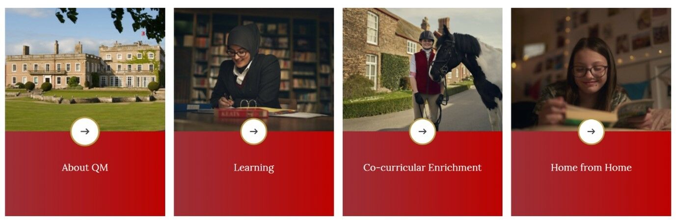 Example of Queen Margret's school websites visual elements