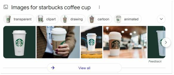 Example of image pack for starbucks coffee cup