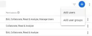 Screenshot of Google Analytics Add User 