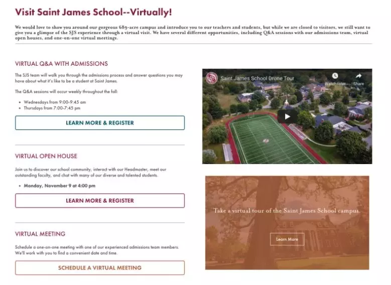 St James School - Virtual Open Day Example.